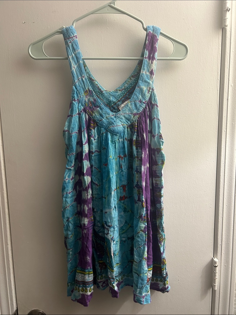 Boho Tie-Dye Blue & Purple Flowy Tank